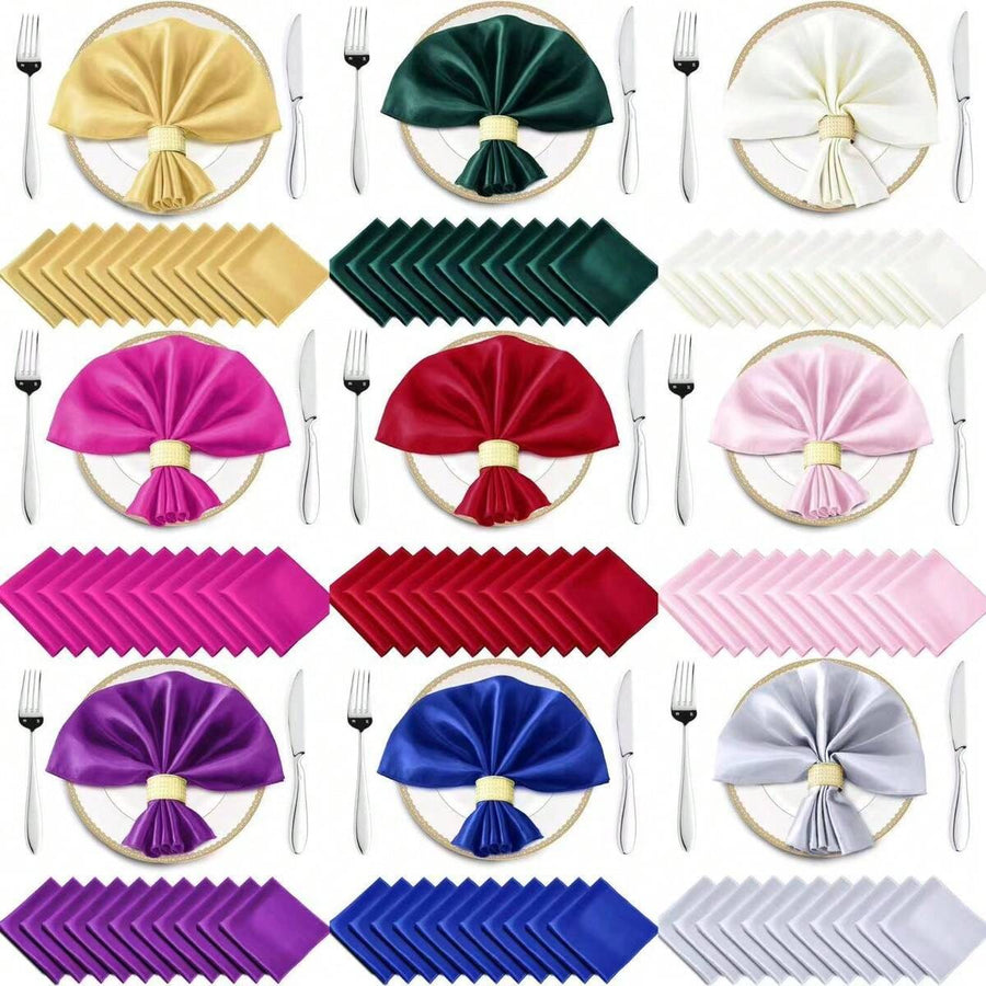 20pcs Polyester Satin Napkins, Approx. 30 X 30cm (11.8in X 11.8in), Square Soft Dinner Table Napkins, Silky Cloth Napkins, Wedding Banquet Party Table Decor, Shiny Satin Table Napkins, Soft Smooth Fabric, Suitable For Wedding Banquet Party Decoration