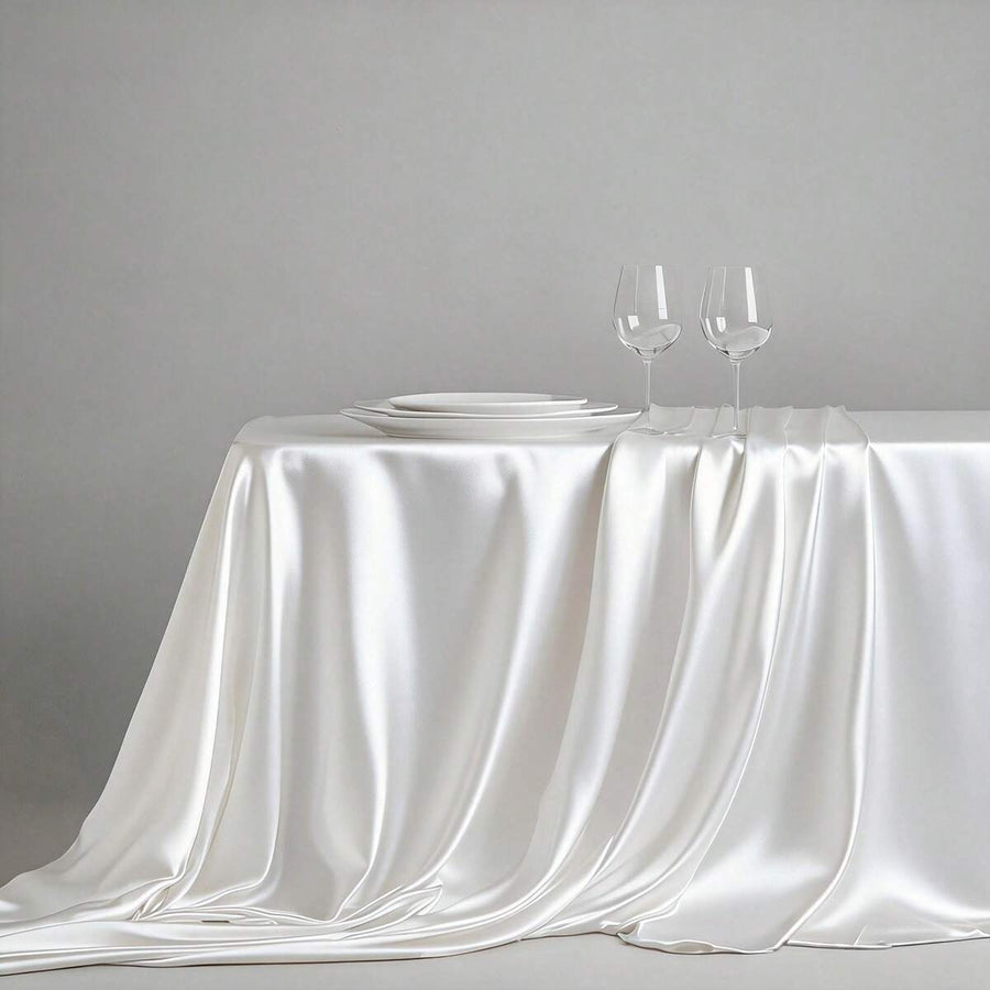 1pc Rectangular/Round Elegant Satin Tablecloth, Luxury Shiny Polyester Tablecloth, Suitable For Wedding, Party, Banquet, Formal Dining, Extra Long Rectangular Tablecloth, Shiny Bridal Banquet Tablecloth, Reception And Party Use, Machine Washable