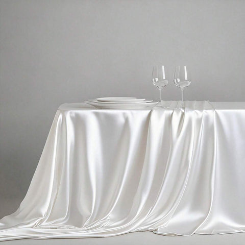 1pc Rectangular/Round Elegant Satin Tablecloth, Luxury Shiny Polyester Tablecloth, Suitable For Wedding, Party, Banquet, Formal Dining, Extra Long Rectangular Tablecloth, Shiny Bridal Banquet Tablecloth, Reception And Party Use, Machine Washable