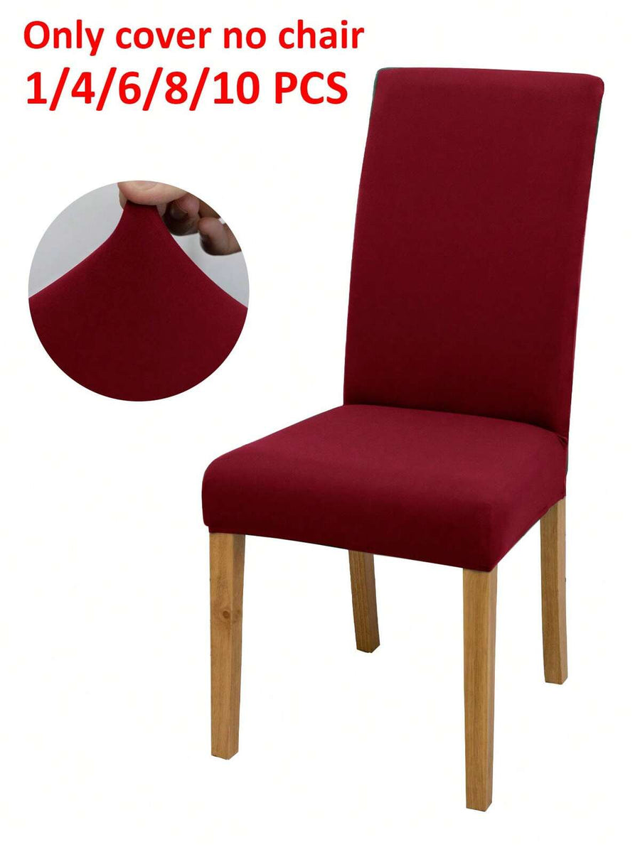 1pc/4pcs/6pcs/8pcs/10pcs Solid Milk Silk Chair Covers, Polyester Elastic Dining Chair Slipcovers